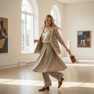 NWOT Wilfred Tan and Cream Plaid Blazer